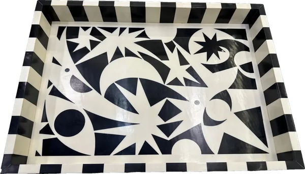 Black and white bone inlay tray