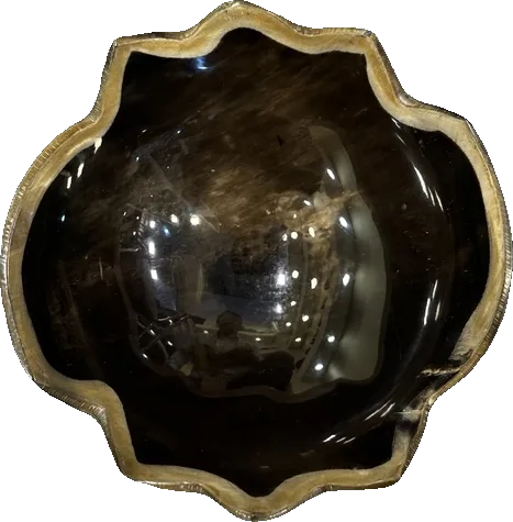 Horn bowl — With metal rim